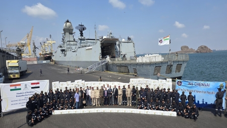 نيودلهي: الهند تُقدم 67 طناً من المساعدات الطبية لدعم متضرري الفيضانات في اليمن