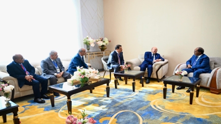 جيبوتي: رئيس مجلس القيادة اليمني والرئيس الصومالي يبحثان تنسيق جهود مكافحة الإرهاب وأمن الملاحة