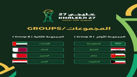رياضة: قرعة "خليجي 27" تضع منتخب اليمن في المجموعة الثانية رفقة الإمارات وقطر والبحرين