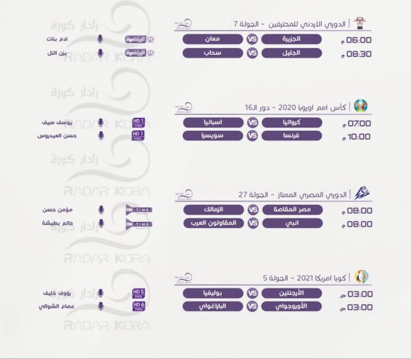 رياضة: مباريات اليوم الاثنين