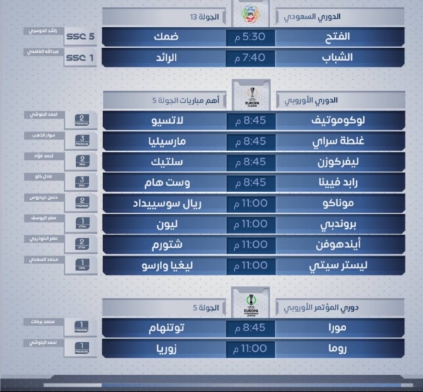 رياضة: مباريات اليوم الخميس 25 نوفمبر 2021