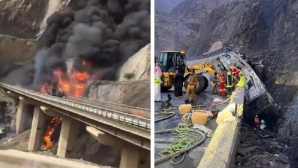 الرياض: وفاة ثلاثة يمنيين واصابة ثلاثة اخرين في حادث اصطدام حافلة تقل معتمرين في عسير