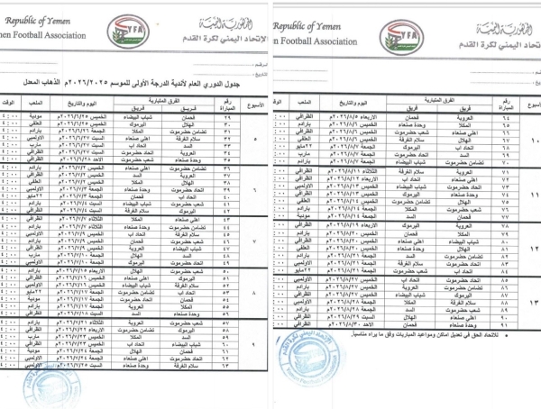 رياضة: تأجيل جديد لمباريات الدوري اليمني لمدة أسبوع إضافي
