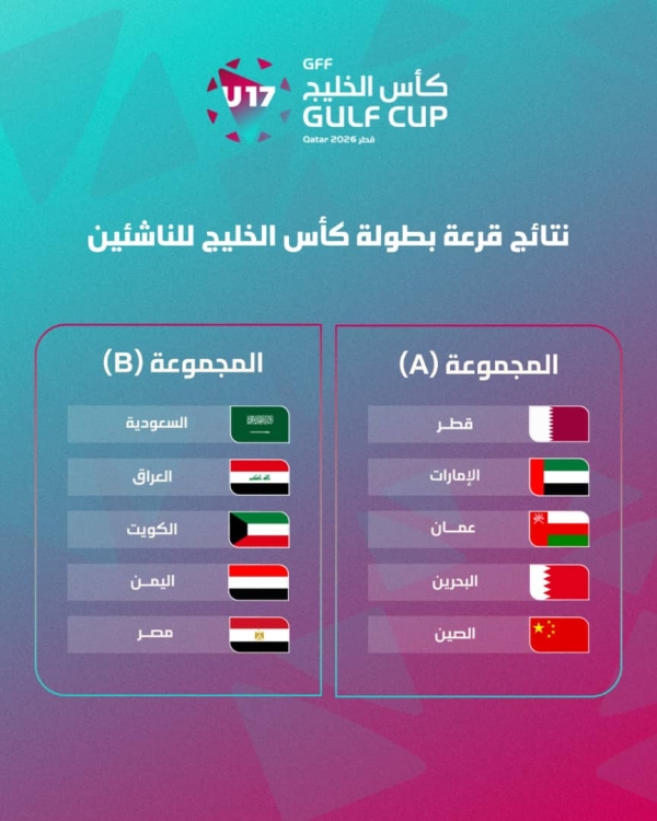 رياضة: القرعة توقع منتخب اليمن في المجموعة الثانية لبطولة كأس الخليج للناشئين
