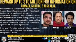 واشنطن: امريكا تعرض 10 ملايين دولار للقبض على ثلاثة قراصنة إنترنت إيرانيين
