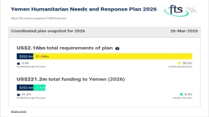 اليمن: 202 مليون دولار من المانحين لدعم خطة الاستجابة الإنسانية للعام الجاري